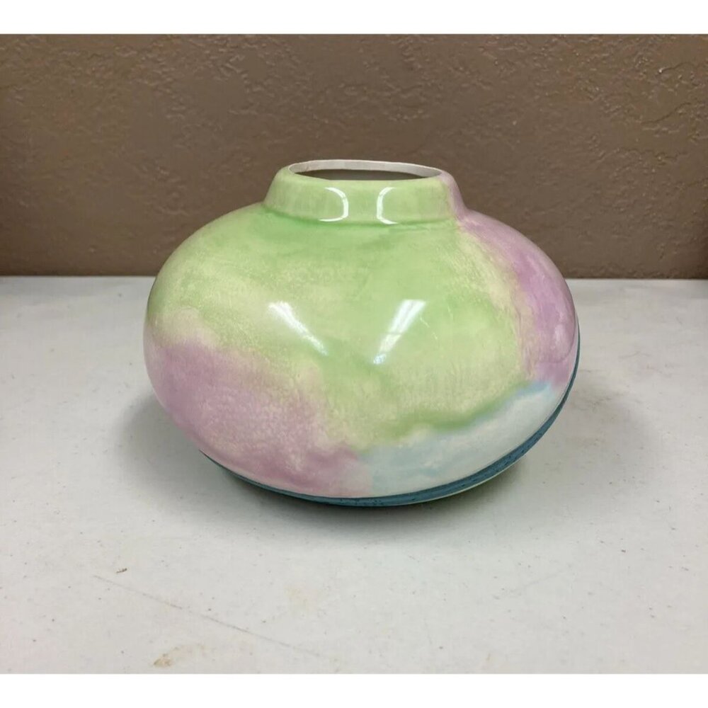 Vintage 1980’s Style Pottery 4” Vase Glossy & Matte Raku Look - Picture 4 of 10